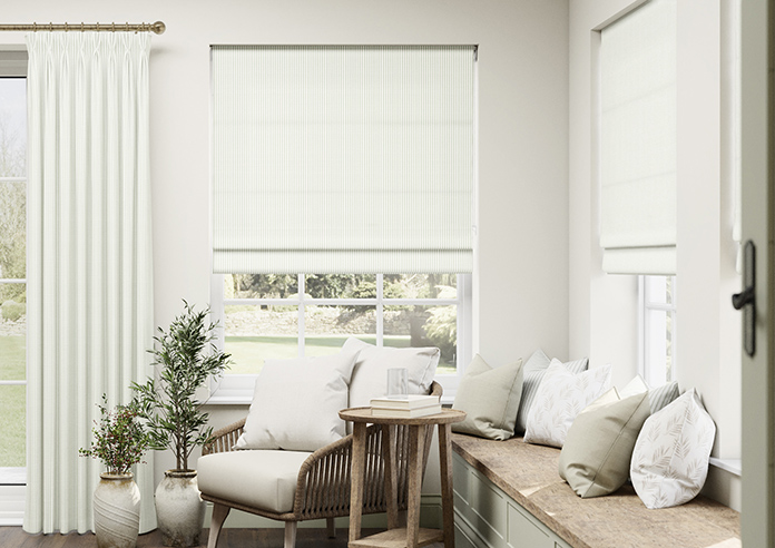 Laura Ashley Candy Stripe, Bottle Green - Twist&Fit Roman Blind - Image 3